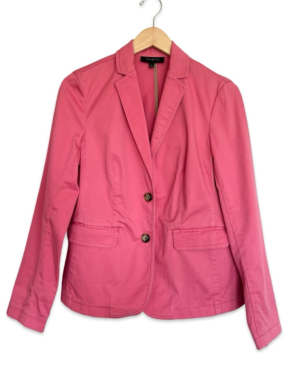 Talbots pink cotton blend blazer jacket Size 6 Barbie Preppy Feminine Office